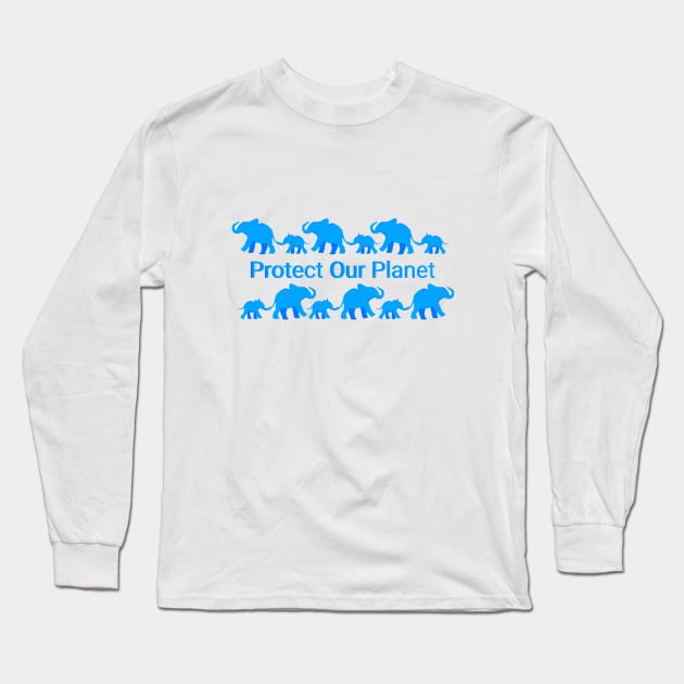 Elephants: Protect Our Planet Long Sleeve T-Shirt by imsnos